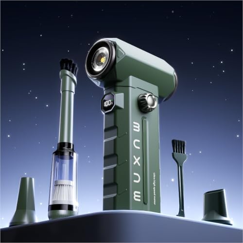 MUXNW Electric Air Duster & Vacuum 2-in-1, 130000RPM Cordless Rechargeable Compressed Air Duster with 100-Speed Display, 8000mAh Battery, USB-C Fast Charging for PC, Home, Car Interior (Green) by MUXNW