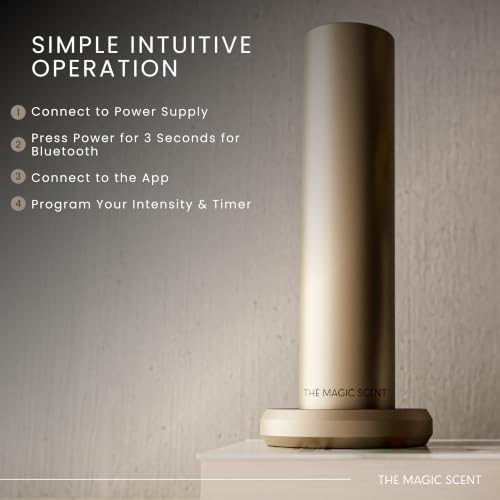 The Magic Scent Bluetooth Diffuser - Smart Ultra-Quiet Cold-Air Waterless Scent Diffuser for Home, Hotel, & Office - Programmable Intensity & Timer - Premium Aroma Oil Included (Gold) - Image 6