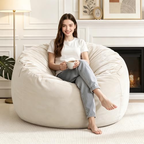 3FT Bean Bag Chairs for Adults,Beanbag Chair with Washable Cover by Unknown