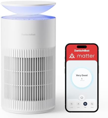 SwitchBot Air Purifier for Home Large Room, Matter, Up to 3620 ft², Air Purifier for Wildfire Smoke, Pets, Odors, 20dB, Washable Pre-filter, Pet Mode, RGB Light, Work with Alexa, HomeKit, Google Home by SwitchBot