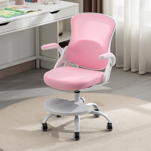 Kids Desk Chair,Ergonomic Study Chair with Adjustable Height,Swivel Mesh Desk Chair with Wheels,Home Office Chair for Children in Home Bedroom Pink by MINPINSER