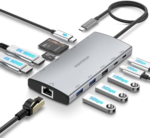 RSHTECH USB C Docking Station Dual Monitor,11-in-1 USB-C Hub, RSH-T11H by RSHTECH