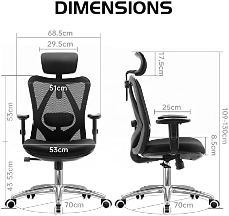 SIHOO M18 Ergonomic Office Chair, Mesh Back Desk Chair with Headrest - Image 3