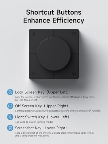 Hagibis Knob USB C Hub with Shortcut Buttons, RGB Type-C Docking Station with 4K@60Hz HDMI, 100W PD, 5Gbps USB-C, 2 USB3.0, 2.5G RJ45, AUX, SD3.0, Micro SD3.0 for MacBook iPad Pro Laptop (Black 2.5G) - Image 4