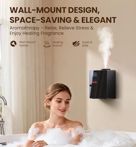 Waterless Essential Oil Diffuser with 2 x 100ML Oils, 5000 Sq.Ft Whole House Scent Machine, 200ml Cold Air Fragrance Diffuser with Bluetooth App Control for Home Hotel Office, Black - Image 5