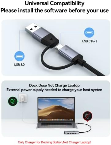 USB Docking Station Dual Monitor, GIISSMO 9-in-1 USB A 3.0 / USB C Docking Station Triple Monitor with 2 HDMI,VGA, 10Gbps USB 3.1, Gigabit Ethernet, Triple Display for Mac & MacBook & Windows Laptop - Image 6