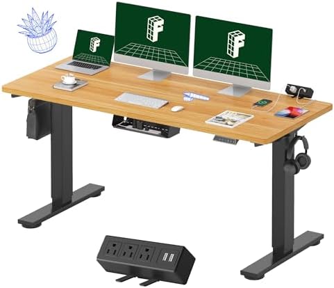 FLEXISPOT EN2 60"x24" Standing Desk with Power Strip Bundle, Maple by Unknown