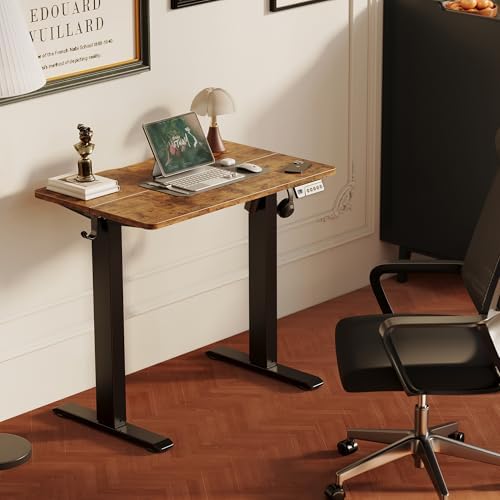 YDN Electric Standing Desk, 35x20 Inch, Rustic Brown - Image 2