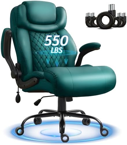 Office Chair, Big and Tall Executive Chair with Air-Lumbar Support, Breathable Desk Computer Chair with Adjustable Flip-up Armrests, Wide Cushion Seat Swivel Home Office Chair by Unknown