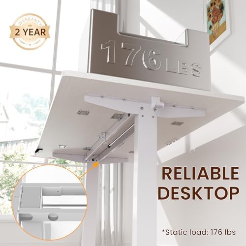 Veken 63"x28" Wider Large Standing Desk, Electric Height Adjustable, White - Image 7