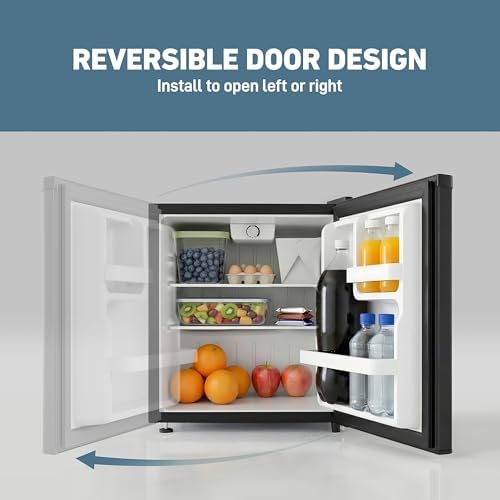 West Bend Mini Fridge Compact Refrigerator for Home Office or Dorm, Auto Defrost with Reversible Door, Energy Star Rated, 1.6-Cu.Ft., Black - Image 5