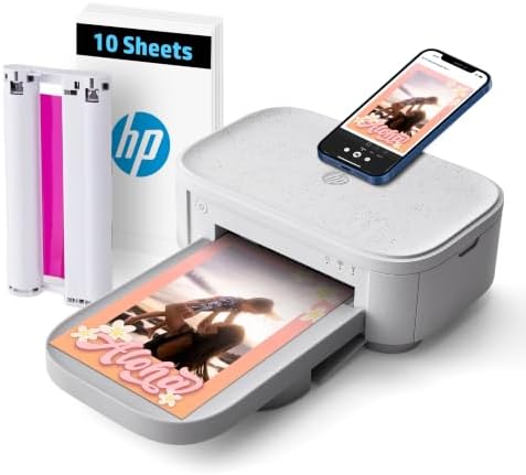 HP Sprocket Studio Plus 4x6 Wireless Instant Photo Printer, 10 Sheets + Cartridge, Wi-Fi, Premium Dye Sublimation, Compact Home Use, Prints Vibrant Color Pictures, Editing App for Creative Photos by HP