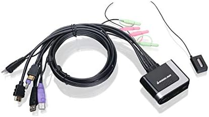 IOGEAR 2-Port USB HDMI Cabled KVM Switch - 1920 x 1200 60Hz - Hotkey or Remote Button Switch - 2.1 Stereo - USB 2.0 Mouse Port Can Be Used As USB Hub and USB Peripheral Sharing - Mac / Win - GCS62HU by IOGEAR