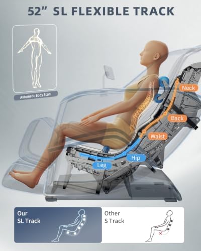 4D Massage Chair Full Body Zero Gravity SL Track Recliner，Grey - Image 5