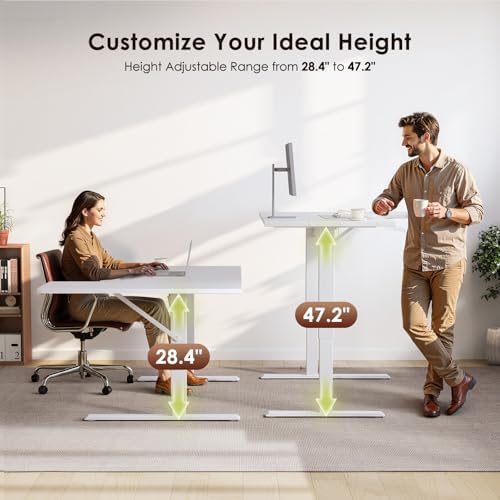 OffiGo 63 Inch Reversible L Shaped Electric Standing Desk, White - Image 4