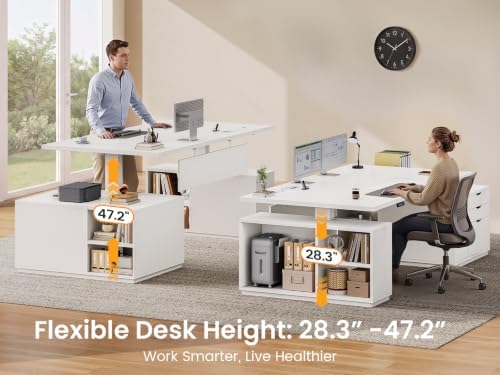 SEDETA 77.1" Executive Large Electric Standing Desk, White - Image 3