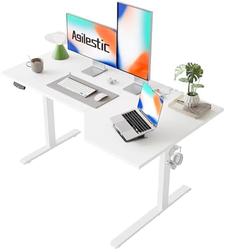 Agilestic 55 x 32 Inch Corner L Shaped Electric Standing Desk, White by Agilestic
