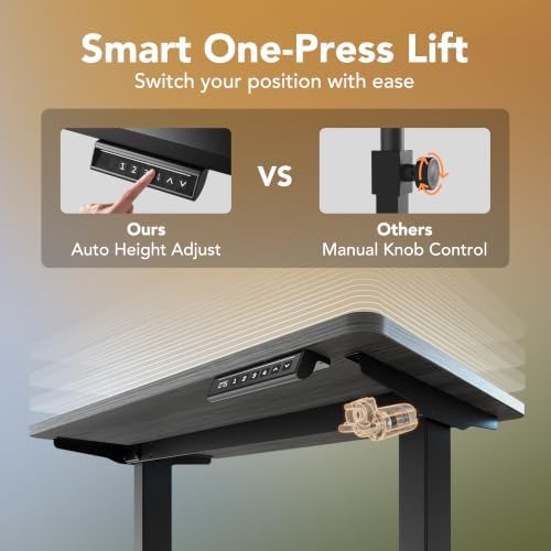 HUANUO 32x19 Inch Small Electric Standing Desk, Adjustable, Grey - Image 6