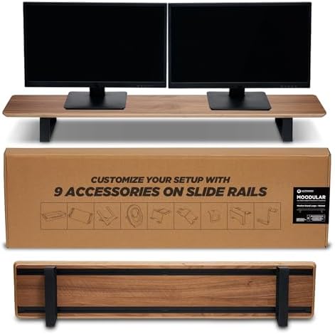 ULTRARM Moodular Wooden Monitor Stand Desk Organizer, Large 45.6" Walnut by ULTRARM