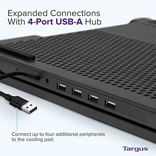 Targus Laptop Cooling Pad for Laptops up to 17-inches, Dual High-Speed Fans Chill Mat + 4-Port USB Hub Laptop Fan Cooling Pad for Work, USB Stand Cooling Pad for Gaming Laptop Cooling Fan (AWE81US) - Image 7