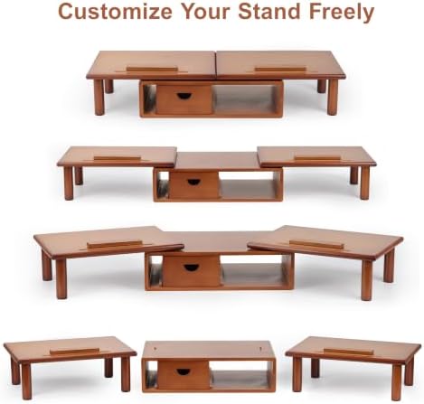 Dual Monitor Stand Riser with Drawer for Desk Laptop - Image 2
