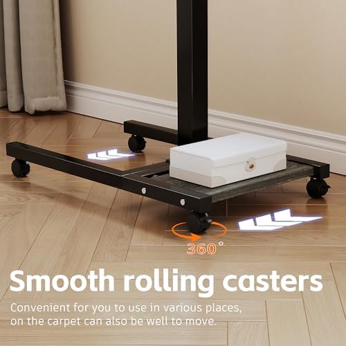 Laptop Desk Stand for Bed Portable Desk Overbed Bedside Mobile Laptop Table Rolling Foldable Table Adjustable Height with Locked Wheels & Mouse Pad for Office Sofa (Dekuwood Black) - Image 5