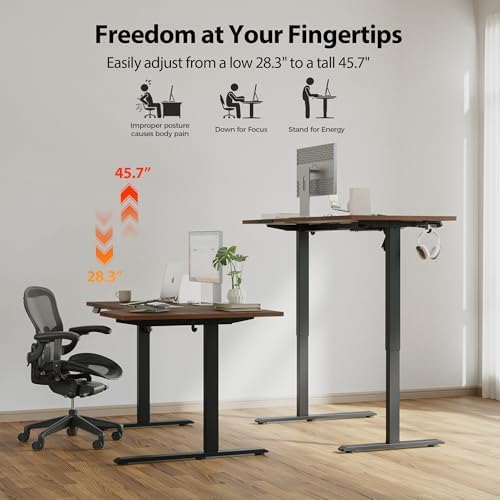Agilestic 63 x 35 Inch Corner L Shaped Electric Standing Desk, Dark Walnut - Image 6