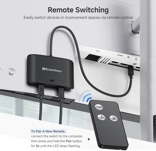 Cable Matters 20Gbps USB C KVM Switch for 2 Computers, 140W PD, Black - Image 6