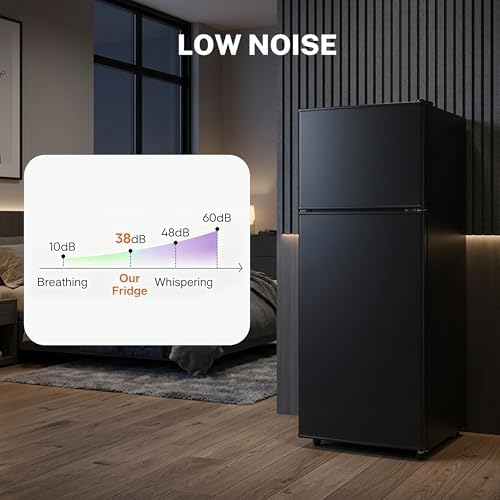 3.2 Cu.Ft Mini Fridge with Freezer, 2 Door Small Refrigerator with Adjustable Thermostat Energy-efficient Low Noise, Compact Fridge for Bedroom, Office, Dorm, Matte Black - Image 5