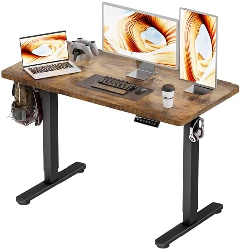 BIZUM Standing Desk Electric Adjustable Computer Desk-Stand up Desk Office Gaming Home Office Memory Desks 48x24 inches Black Frame/Rustic Brown Top by Unknown