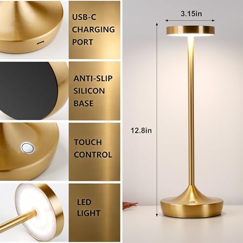 YHT Rechargeable Cordless Table Lamps 6000mAh LED Battery Table Light - Image 6
