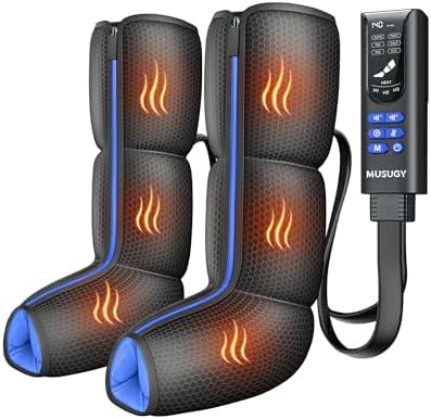 Air Compression Leg Massager with Heat for Foot & Calf Fast Recovery by MUSUGY