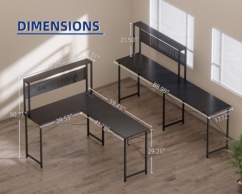 Pamray 60 Inch L Shaped Gaming Desk with Shelves and Storage - Image 3