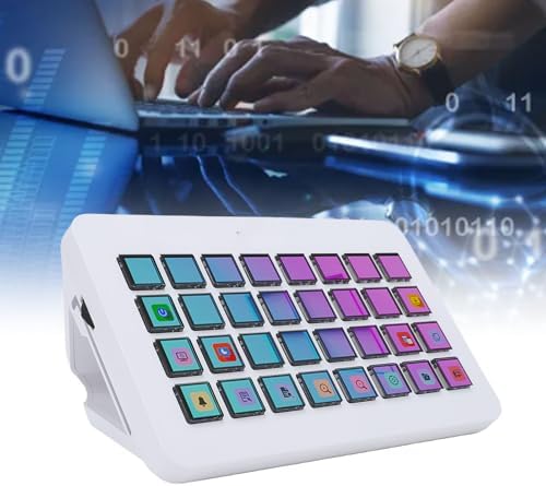 32 Key Stream Control Deck, Programmable LCD Macro Keyboard with Customizable Display, One Key Shortcut for PC Live Streaming Editing (White) - Image 6