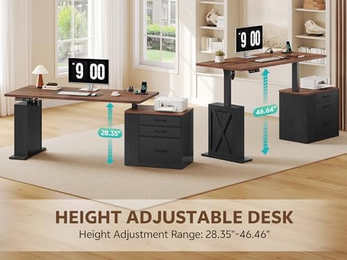 75.5'' Electric Standing Desk with Drawers Corner Desk Black - Image 3