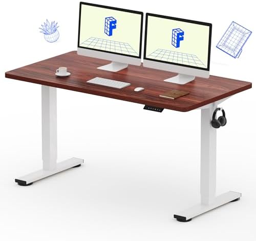 FLEXISPOT EN1 55"x28" One-Piece Standing Desk, Mahogany by Unknown