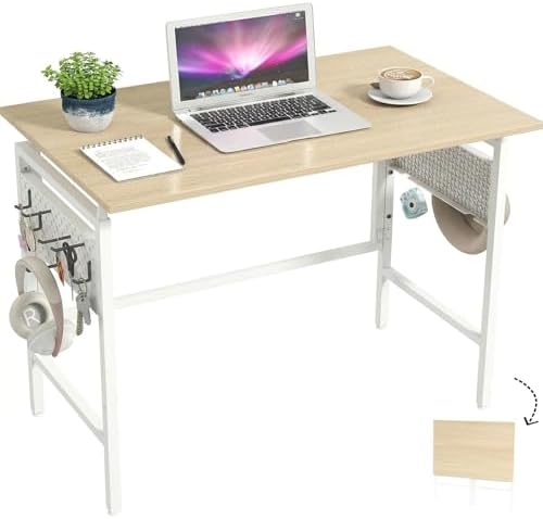 Hadulcet Folding Desk 40" Foldable Desk with Removable Pegboards by Hadulcet