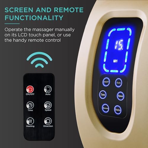 Best Choice Products Shiatsu Foot Massager with Heat for Plantar Fasciitis & Neuropathy, Kneading Foot & Calf Massager with Remote, 360° Adjustable Handle, Rolling & Compression Massage - Gold - Image 4