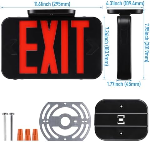 TORCHSTAR 4-Pack Red Letter LED Exit Sign with Battery Backup, Black - Image 6