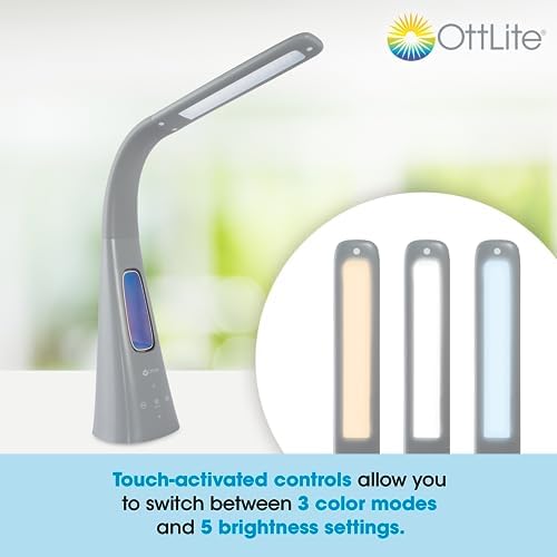 OttLite Cool Breeze LED Desk Lamp with Bladeless Fan, Gray - Image 3