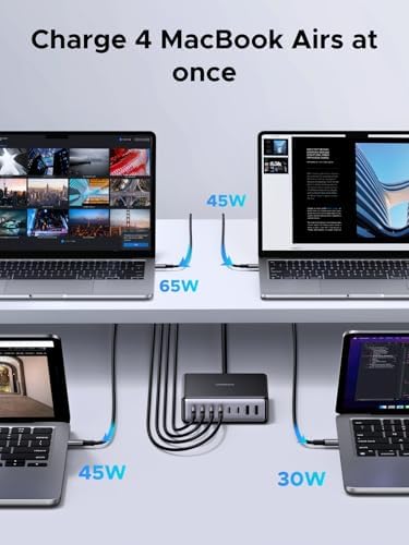 UGREEN Nexode 200W GaN USB C Charging Station, 8-Port Desktop Charger with PD 100W for MacBook Pro 16"/Air, Dell XPS, iPad Pro, iPhone 17/16/15, Galaxy S25/S24, Pixel 10/9 - Image 5
