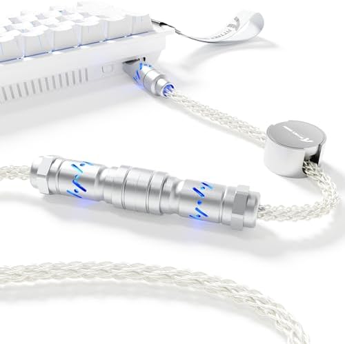 ATTACK SHARK C07 Custom Braided Aviator Cable with Light Up RGB-White by ATTACKSHARK