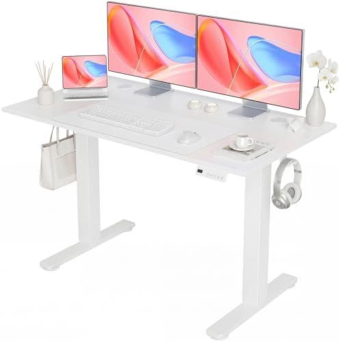 YDN Electric Standing Desk, 48x24 Inch, White by YDN