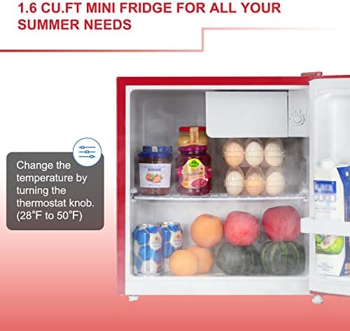 1.6 Cu' Mini Refrigerator, Small Refrigerator, Mini Fridge with Freezer, Compact Refrigerator, Red (FR 160 RED) - Image 3