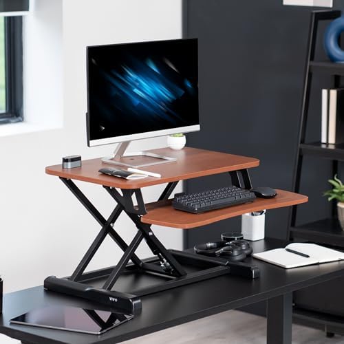 VIVO Dark Walnut 26 in Standing Desk Converter, DESK-V026KA - Image 2