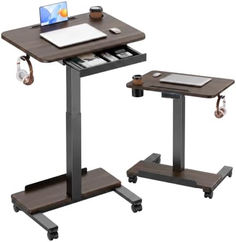 HUANUO 28" Mobile Standing Desk with Drawer and Charging Station by HUANUO
