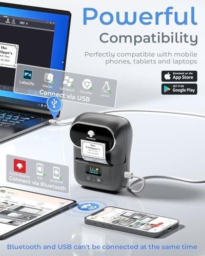 Phomemo M110 Label Maker with 3 Tapes, Portable Thermal Printer, Gray - Image 5