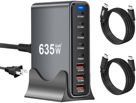 635W GaN Fast Charging Station, 8-Port USB C Charger Stations by Unknown