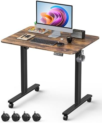 32" Small Rolling Electric Standing Desk Adjustable Height for Home Office by XyndyxErgonomicDesign