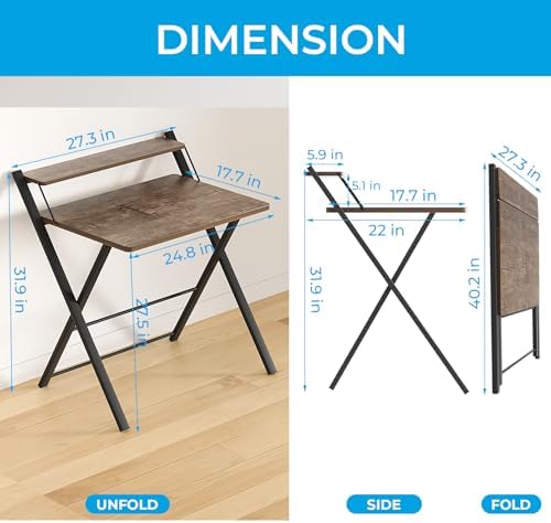 GreenForest Folding Desk No Assembly, Sturdy Computer Desk for Small Spaces - Image 3